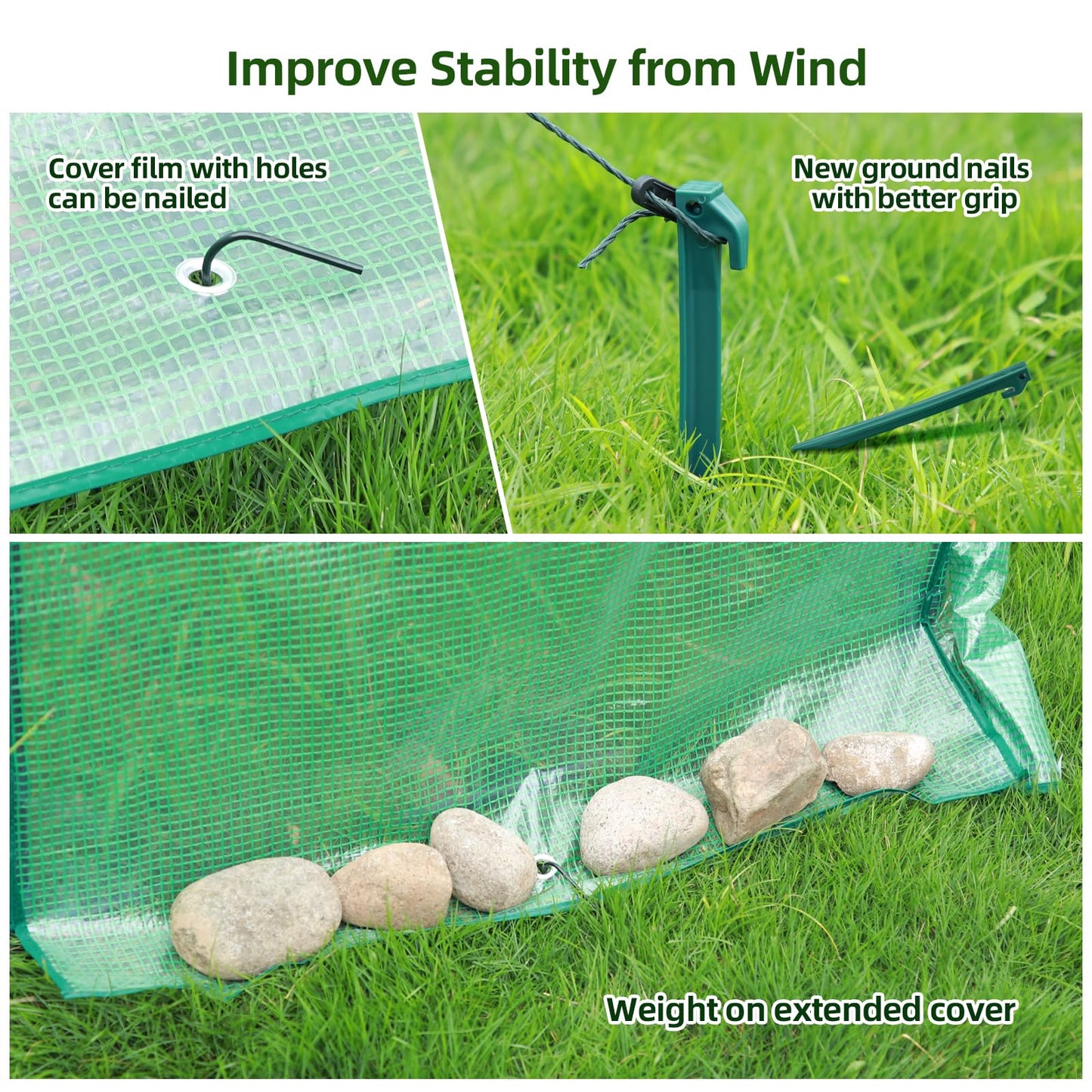 Portable Plant Protector from Animals, Ohuhu Greenhouse for Outsides with Durable PE Cover, Heavy Duty Green House with Zippered Door Mesh Window for Vegetables Flowers Fruits Herbs, 63x54x71 Inch