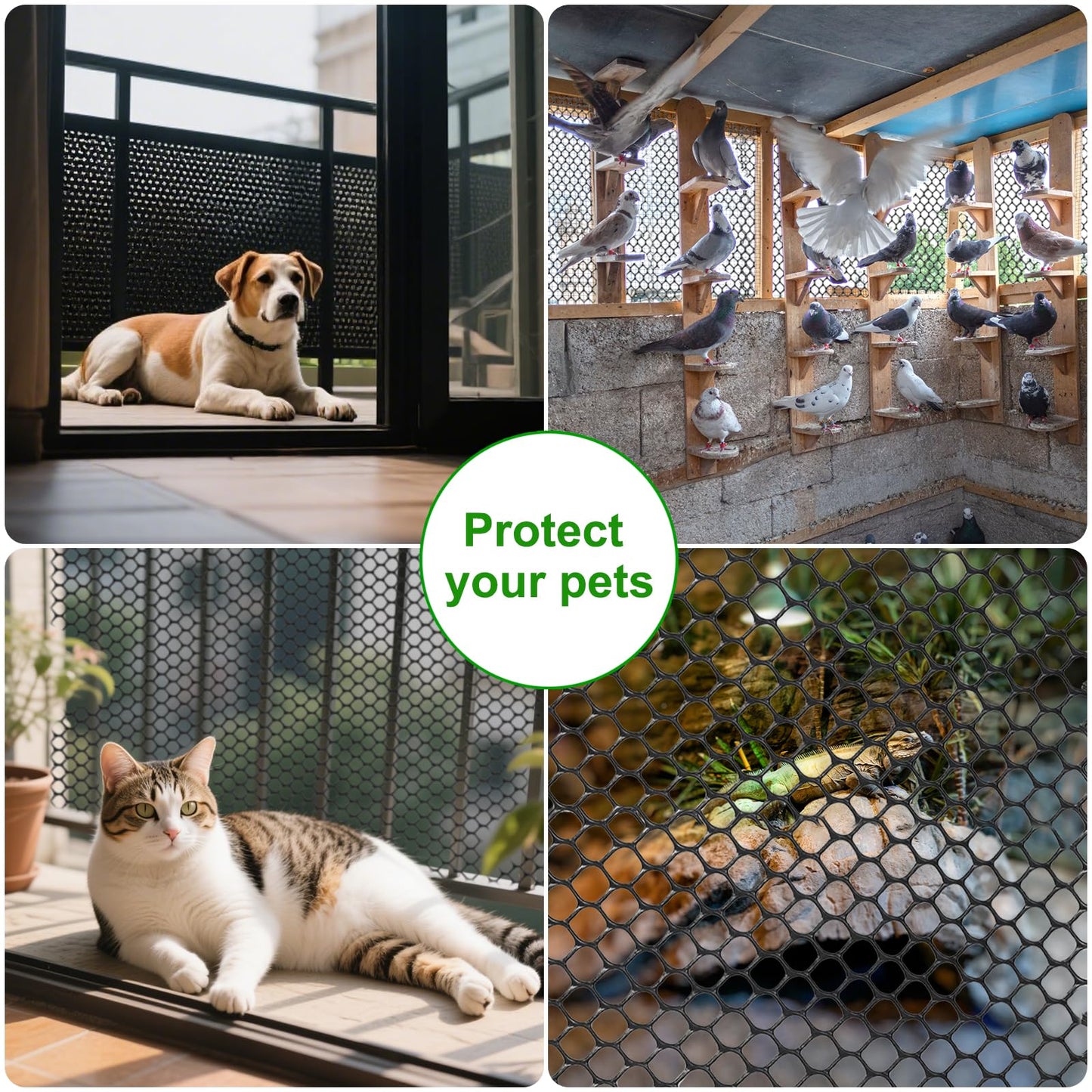 Plastic Chicken Wire Mesh - 15.7 in x 10 ft Black, Plastic Wire Mesh Fence for Dogs, Cats & Poultry - Garden Netting & Animal Barrier, Balcony Netting for Pets - Laddatz
