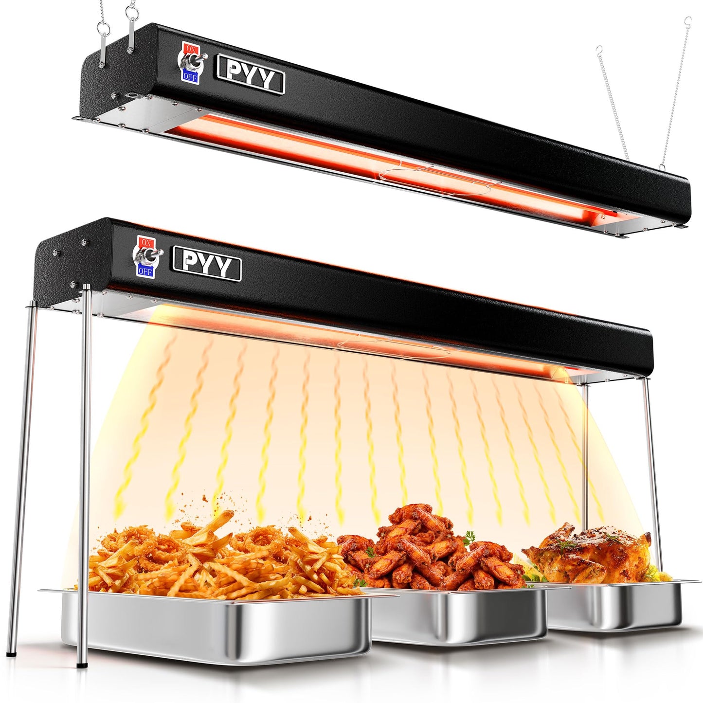 PYY 36 Inch Food Heat Lamp - Aluminum Infrared Strip Heater Overhead Food Warmer Light Electric Commercial Grade for Restaurant Buffet Catering Kitchen 750W