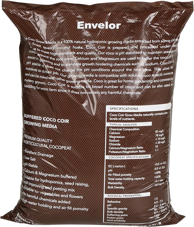 Potting Soil Mix 50 Liter Bag Envelor Indoor Plants Soil for Outdoor Plants 1.75 Cubic Feet Potting Mix Hydrated Coco Coir for Plants Buffered Ready to Use Natural Plant Top Soil