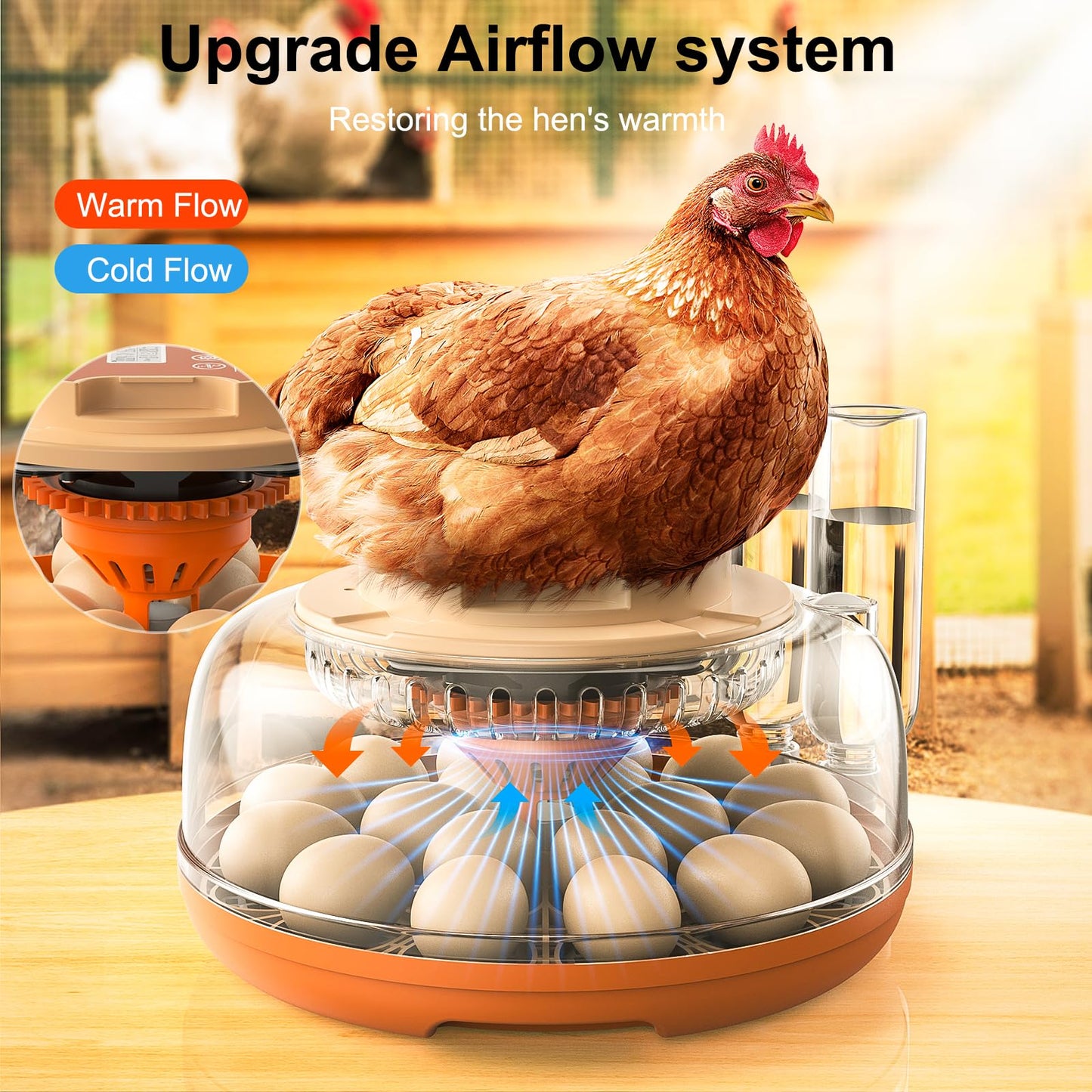 GROPOW 18 Egg Incubator, Automatic Turning with Temperature & Humidity Control, Egg Candler, 360 View with Air Vent, Auto Water Bottle Refill, Chicken Incubator for Hatching Eggs