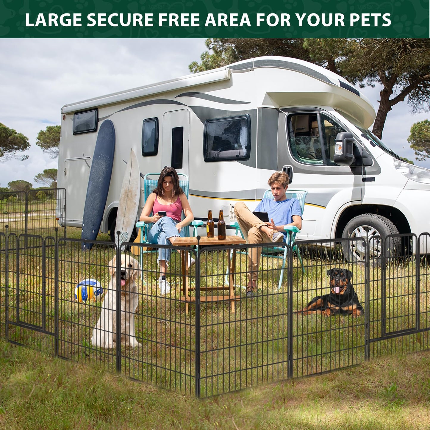 VISCOO Dog Playpen Outdoor, 16 Panels 32" H Dog Pen Indoor, Metal Dog Fence Outdoor, Pet Fence for Large/Medium/Small Dogs, Indoor Puppy PlayPen, Dog Fence Exercise Pen for RV,Camping,Yard