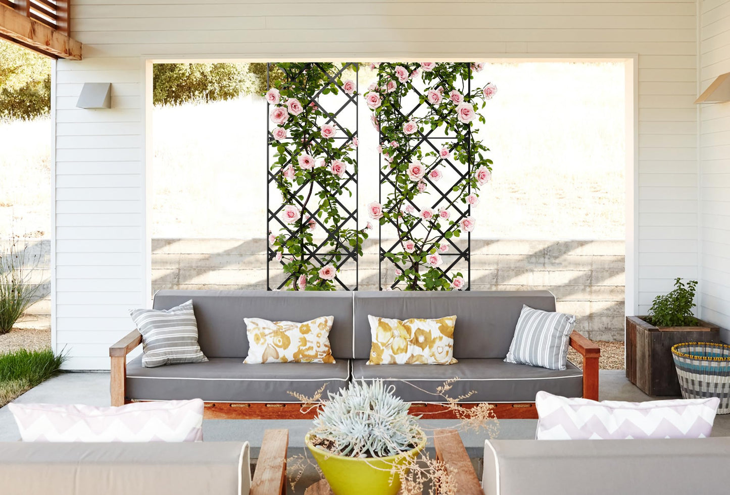 Giant Trellis, 108" High (9' Tall) by 28" Wide, Set of 3 Trellises Bundled with Plastic Plant Twist Ties