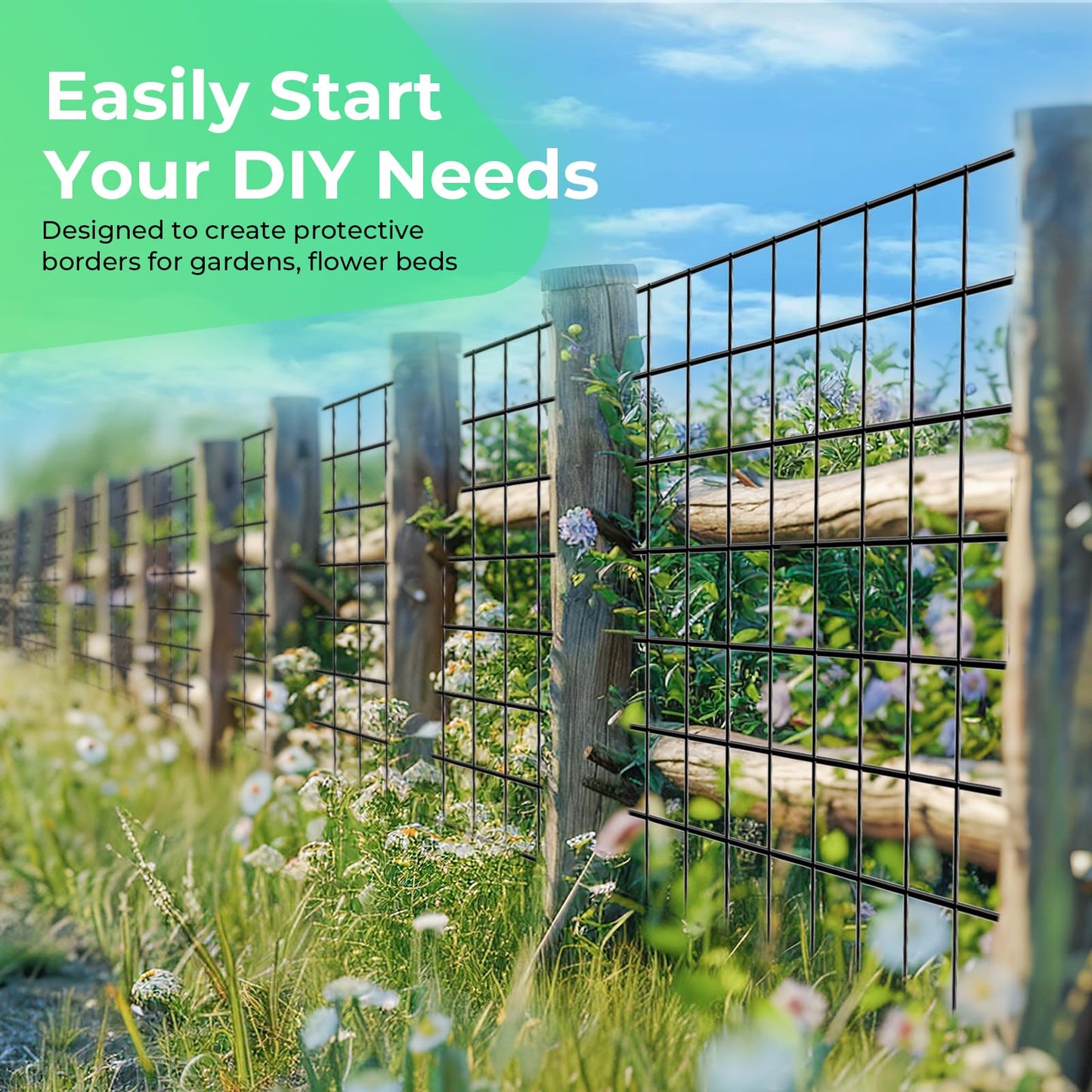 Garden Fence Black PVC Coated Welded Wire Fencing 24 Inch x 100 Foot, 2 Inch x 3 Inch 16GA, Garden Border Fencing Roll Vinyl Coating Metal Wire Mesh for Yard Vegetable Plant Protection Poultry Netting