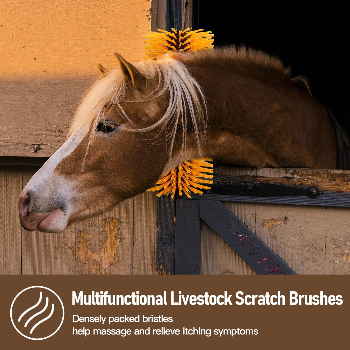 Livestock Scratch Brush with Screws, Grooming Brushes for Cow, Horse, Goat, Livestock Brushes For Scratching,Relieve Itching on the Back for Cow Cattle Sheep Horses Pigs (1PCS)