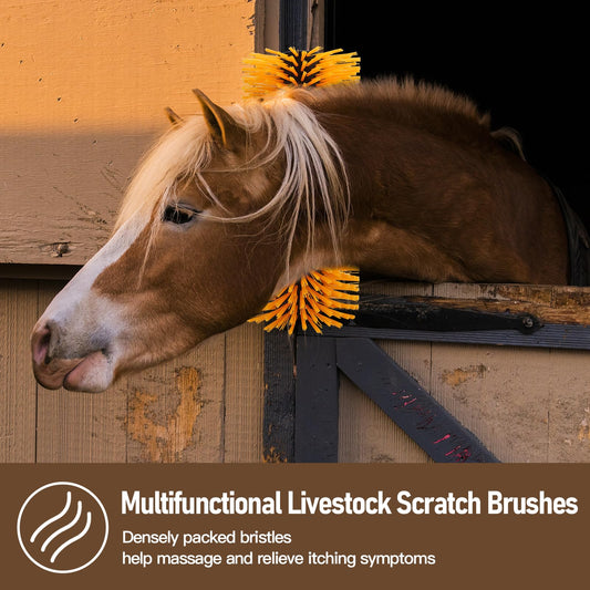 Livestock Scratch Brush with Screws, Grooming Brushes for Cow, Horse, Goat, Livestock Brushes For Scratching,Relieve Itching on the Back for Cow Cattle Sheep Horses Pigs (1PCS)