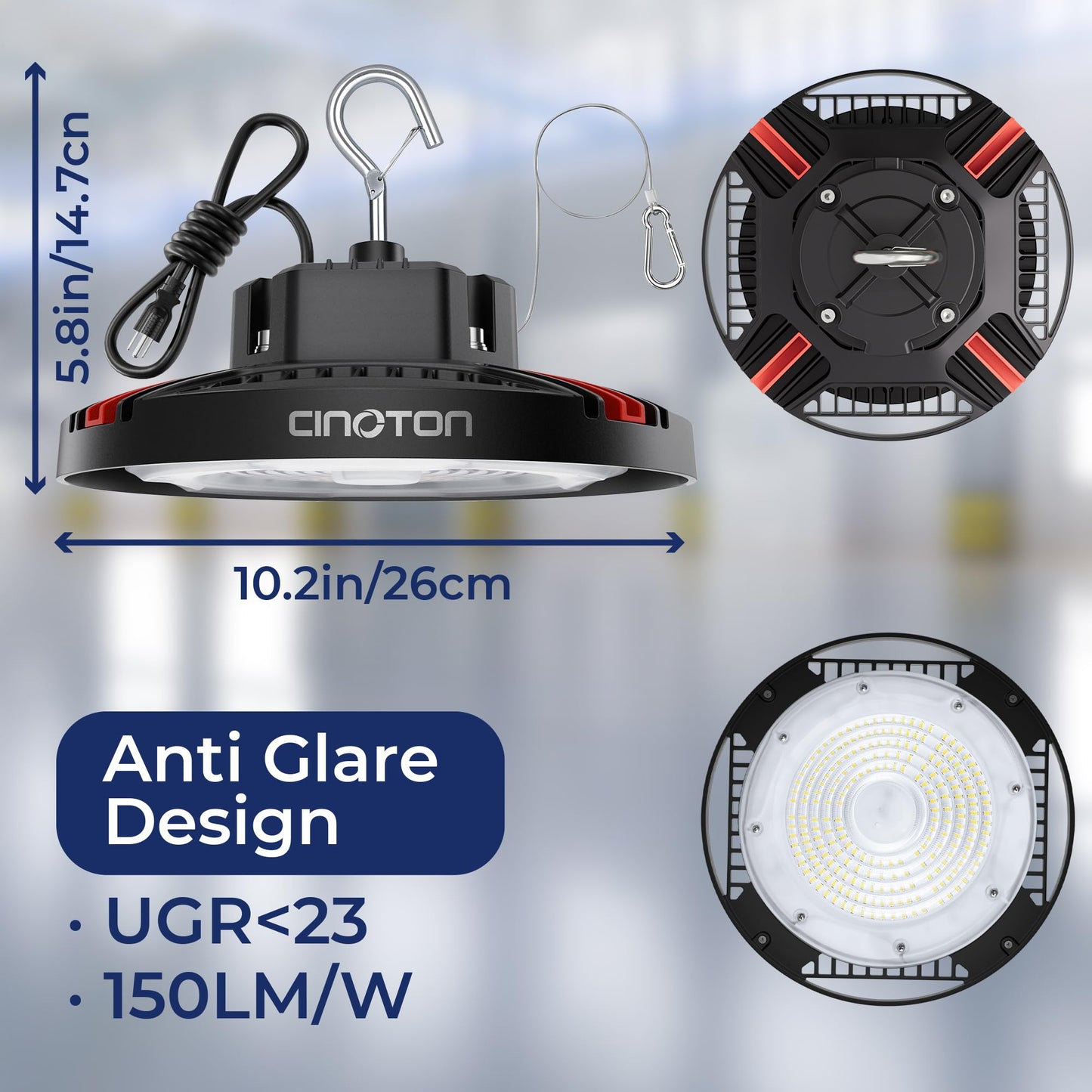 CINOTON UFO High Bay Light and Solar Pathway Light RGBCW 8 Pack
