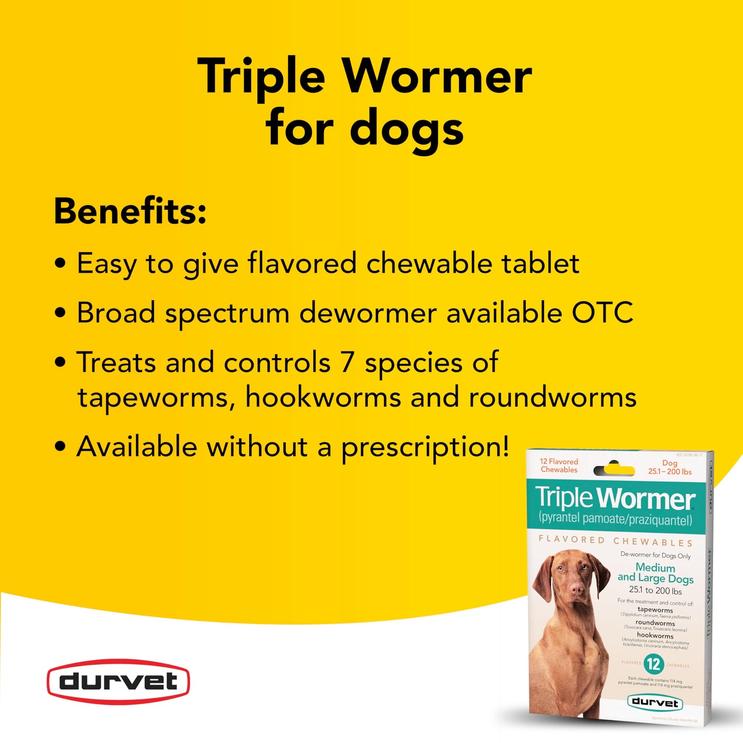 Durvet Triple Wormer for Medium and Large Dogs