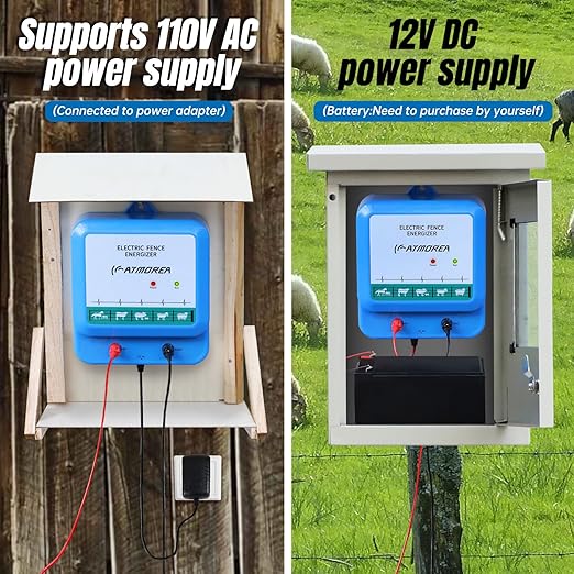 Electric Fence Charger - Multi-Powered, 4.5 Joules High-Power Output Energizer, Repels Large Wildlife - Ideal for Livestock, Pet, Poultry, Gardens, Orchards Protection
