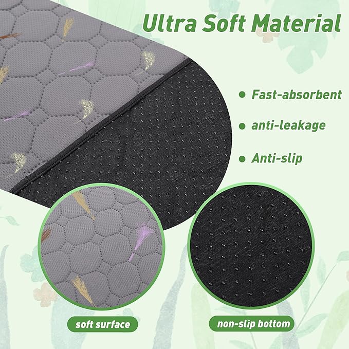 2Pcs Guinea Pig Cage Liners,Guinea Pig Fleece Cage Liners12''X24'' Super Absorbent Washable Pee Pads Reusable for Rabbit Hamster Chinchilla