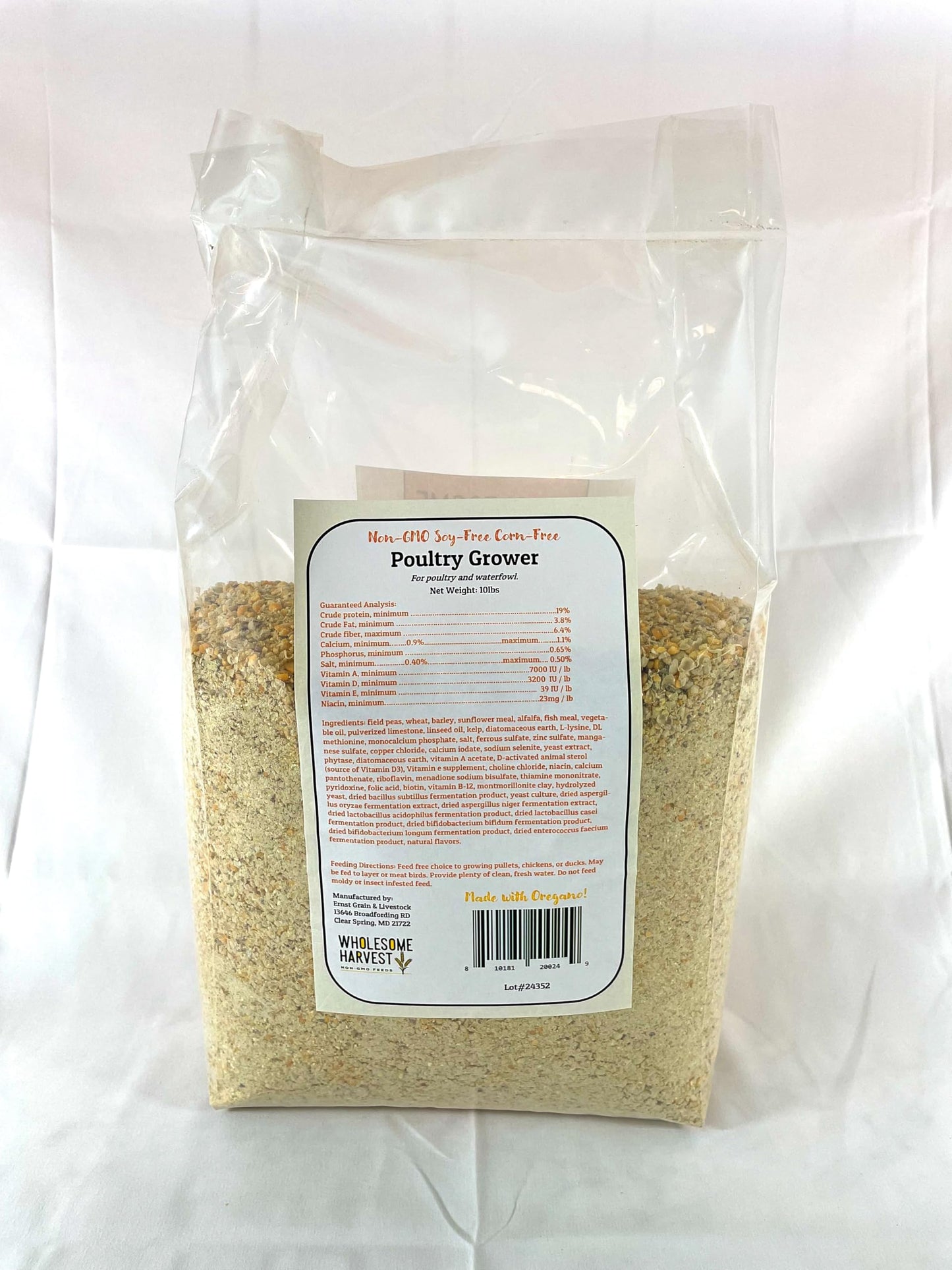 Wholesome Harvest Soy-Free Corn-Free Poultry Grower Feed – 10 lb Bulk Bag | High-Protein, All-Natural Formula for Chickens, Turkeys & Gamebirds | Non-GMO Ingredients, No Fillers or Additives