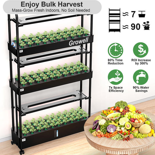16 Pods Hydroponics Growing System Kit & 90 Pods Vertical Indoor Garden