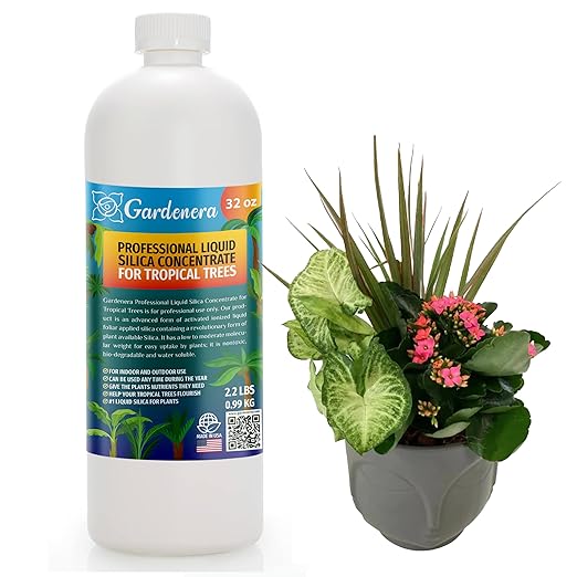 𝐏𝐑𝐎𝐅𝐄𝐒𝐒𝐈𝐎𝐍𝐀𝐋 Liquid Silica Plant Supplement - 32oz - Tropical Plants Liquid Silica Boost Fertilizer - Stronger Stems & Healthy Leaves for Indoor & Outdoor Plants (Makes 180 Gallons)
