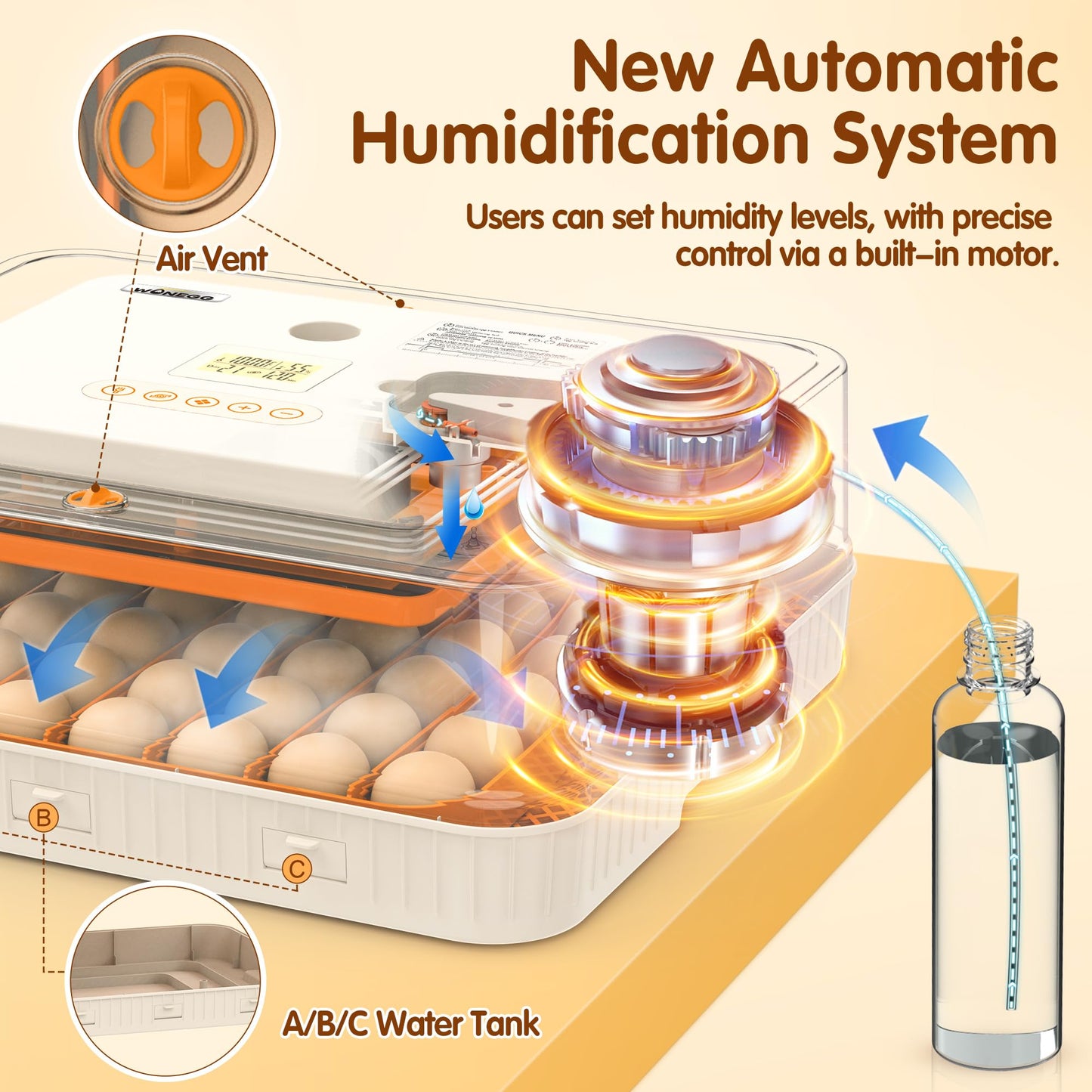 WONEGG 56 Eggs Incubators for Hatching Eggs - Automatic Egg Turner with Temperature and Humidity Control, Egg Candler, Incubator for Hatching Chicken, Duck, Goose, Pigeon, Quail, Parrot Eggs