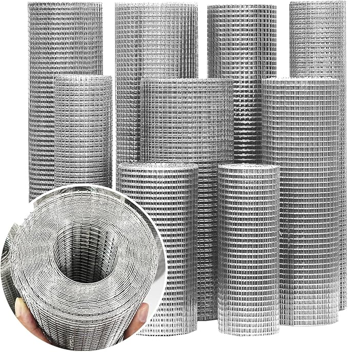 Hardware Cloth 1/4 inch 12" x 33 ft, Galvanized 23 Guage Wire Hardware Mesh, Welded Chicken Wire Fence Fencing Roll for Chicken Coop Wire, Rabbit Cage Wire, Poultry and Animal Cage Netting Screen