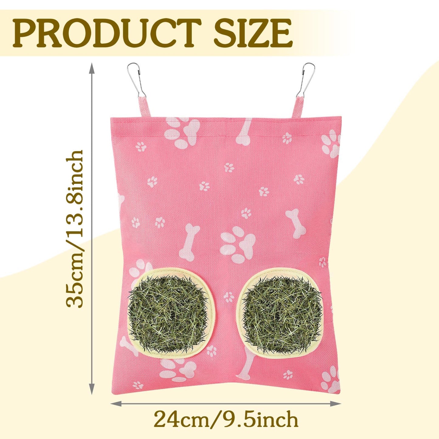 UPINS 3Pcs Hay Bag for Rabbits - 2-Hole Guinea Pig Hanging Hay Feeder for Rabbits, Chinchillas, Hamsters & Small Pets