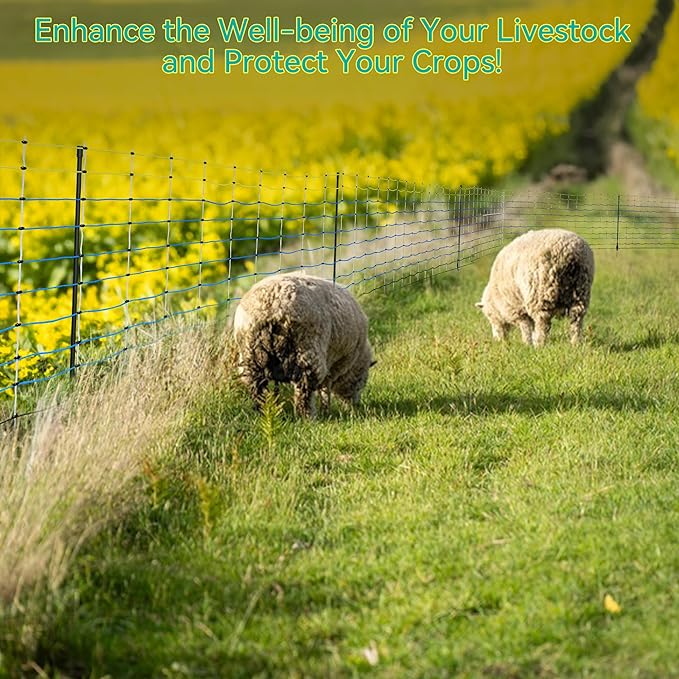 Highly Visible Blue Electric Fence Netting, 42.5" H x 164' L, Portable Livestock Nets Mesh for Goats, Sheep, Hogs, Dog, Electric Fencing for Backyards, Homesteaders, Farms Ranches, and Gardens
