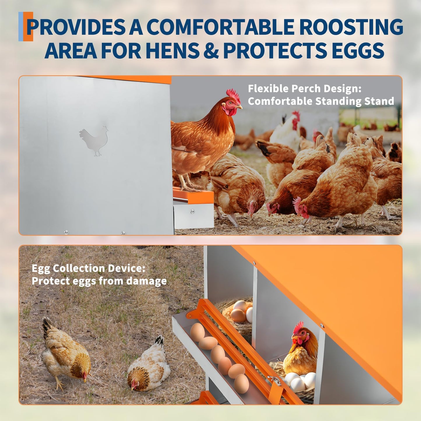 GarveeTech 6 Compartments Chicken Nesting Boxes for Laying Eggs, Poultry Nesting Boxes for Chickens Coop, Egg Laying Boxes for Chickens