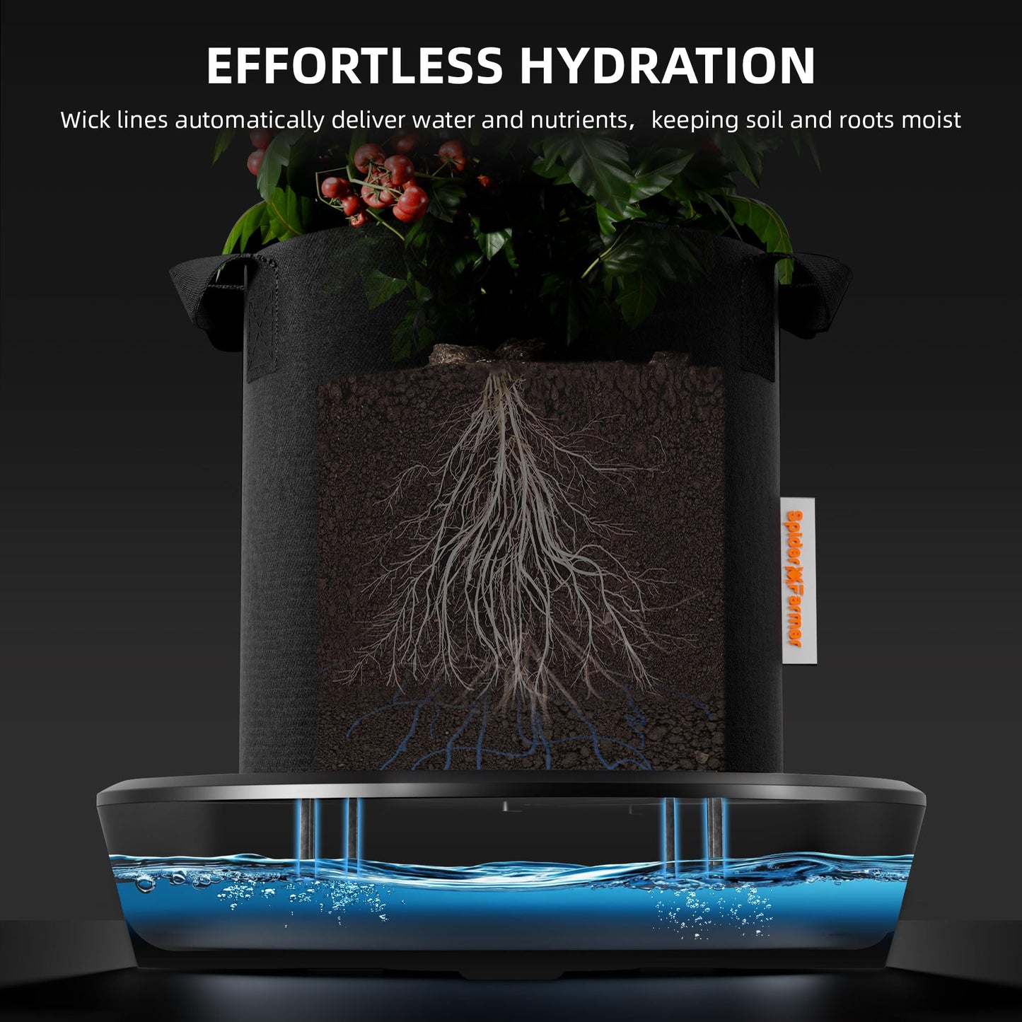 Spider Farmer 2025 Newest Gravity-Fed Self-Watering System No Power Needed, 4-Pack Auto Watering System with 13 Gallon Reservoir, 4Pcs Water Delivery Fabric Pot Base for Indoor Plants, Grow Tents