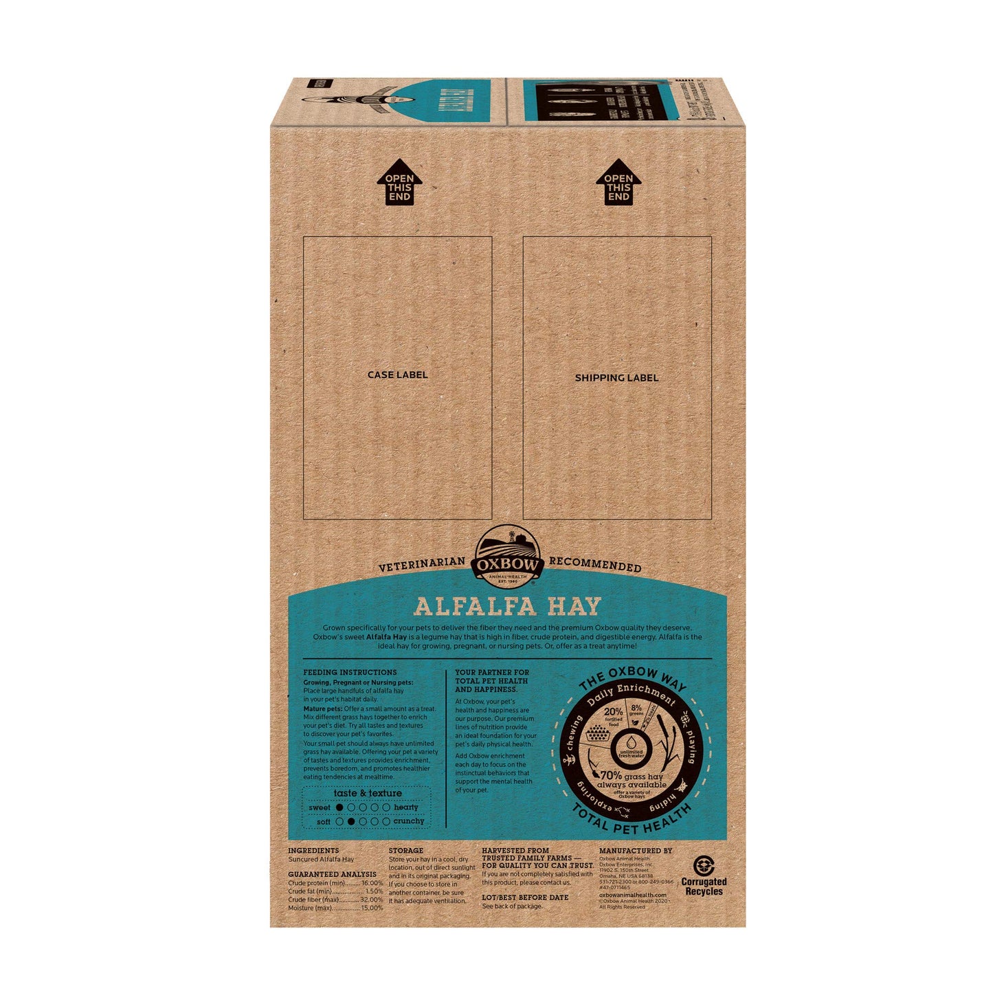 Oxbow Animal Health Alfalfa, Guinea Pig Hay, Rabbit Hay, Small Pet Bunny Supplies, All Natural Grass for Guinea Pig, Bunny, Chinchilla & Hamster, Oxbow Rabbit Supplies, Grown in USA, 9 lb box