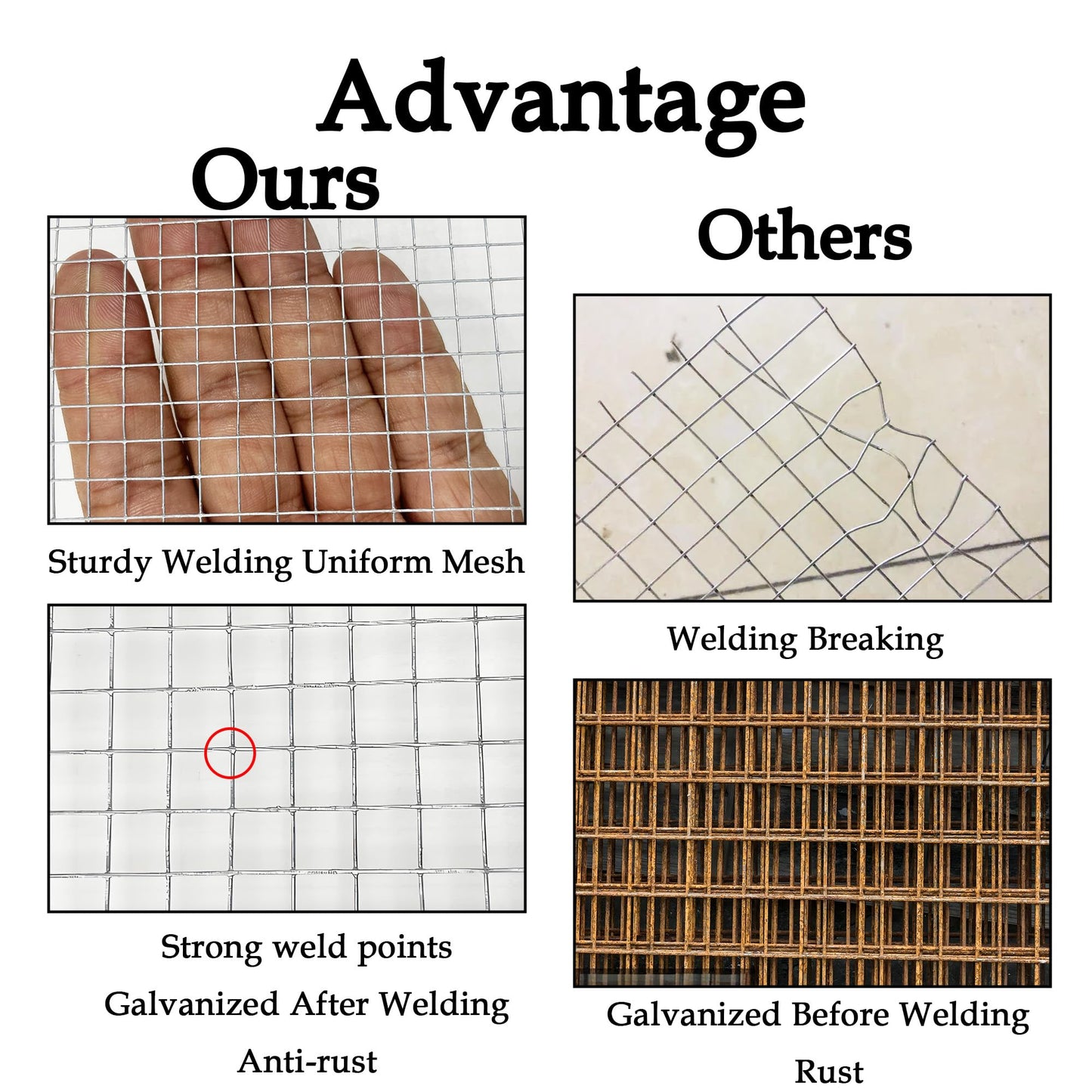 Hardware Cloth 1/4 inch 4inx10ft,Chicken Wire Mesh Fence,Galvanized After Welding 23 Gauge,Wire Mesh Roll Wire Cloth for Chicken Pen/Coop Fences, Garden Fences,Screen Meshs,Poultry Netting Cage