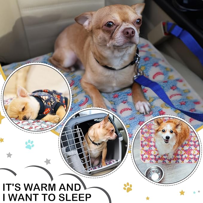 Reginary 4 Pcs Waterproof Guinea Pig Blankets Washable Small Animal Fleece Bedding Absorbent Guinea Pig Cage Liners Reusable Pet Pee Pad Sleep Mat for Hamster Ferret(Moon Star Pattern,12 x 12 Inch)