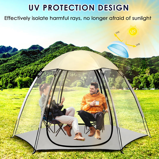 MAIZOA Sports Tent, 4-6 Person Fully Transparent View, 6.6''*6.6'',Waterproof/Windproof/coldproof, Removable Waterproof Canopy, Suitable for Ball Games, Camping, Fishing, Party, Outdoor Activities