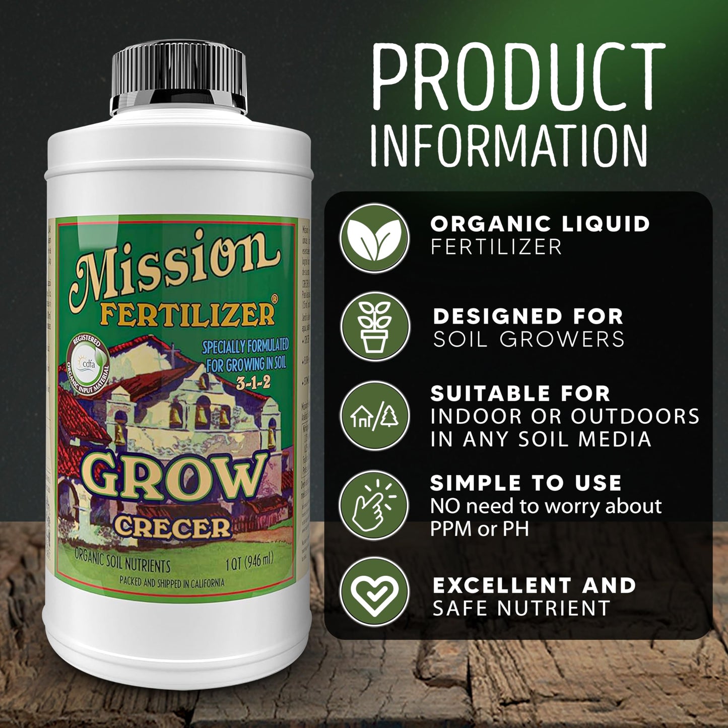Grow 3-1-2 Organic Liquid Fertilizer, Vegitative, Fish Based, Safe, Organic, All Purpose, Nutrient, Plant Safe (2.5 Gallon)