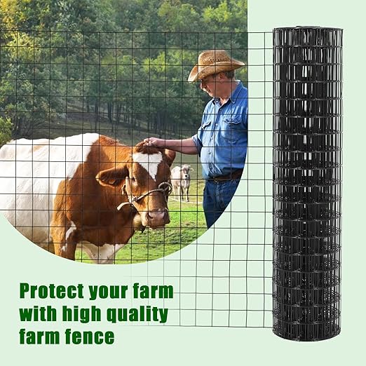Hardware Cloth 2inchx2inch 36inx50ft 16 Gauge Chicken Wire Fence Galvanized Steel Mesh Rolled Fencing for Garden Supports Poultry Netting Cage Snake Fence Tree Guard, Black