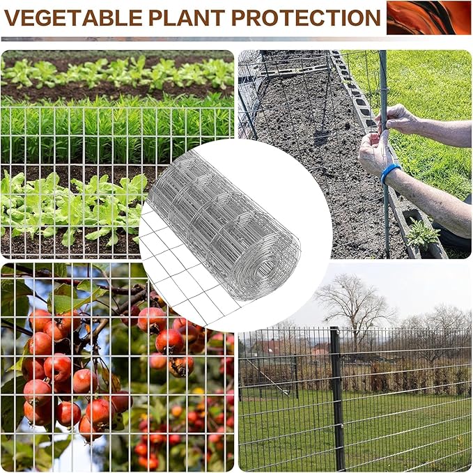 Tongmo 4 ft x 50 ft Galvanized Welded Wire Fence, 16GA Garden Chicken Wire Fence Roll, Mesh Size 2" x 4"Hardware Cloth, Ideal for Yard Protection and Poultry Netting