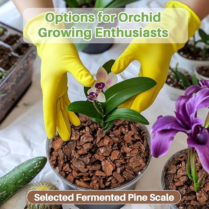 8OZ Orchid Bark Planting Soil - Sukh Orchid Potting Mix Horticultural Cypress Mulch Horticulture Dryad Pine Bark Natural Wood Chips Soil Cover for Plants Garden Orchid Medium Indoor Plants (5-12 MM)