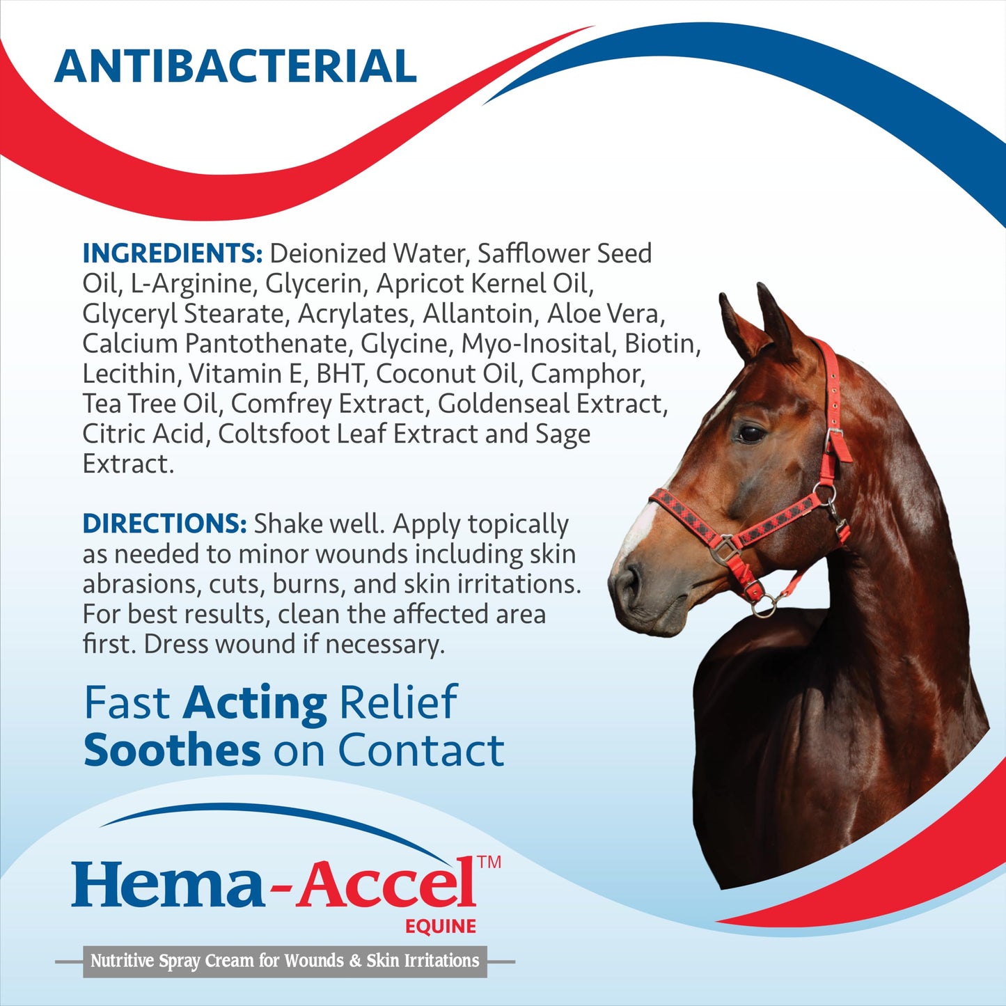 Hema-Accel Equine Wound Care Spray for Horses – Natural Skin Spray with Aloe, Coconut Oil & Vitamin E – Topical Animal Treatment for Minor Cuts, Burns, Scratches, Hotspots, Irritation – 16 oz