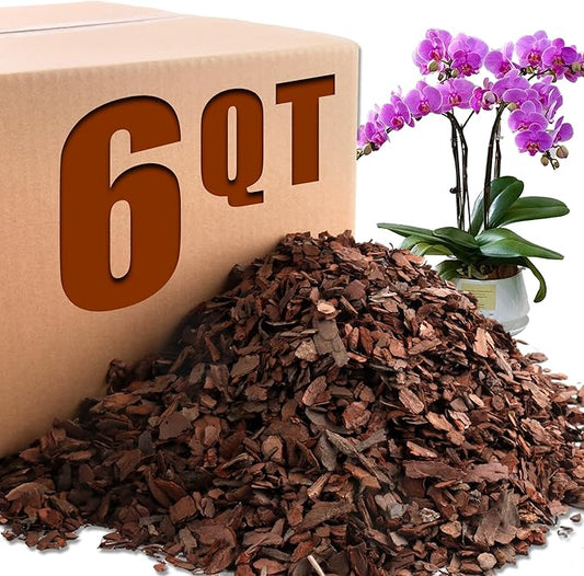 Orchid Potting Bark-6QT Organic Orchid Bark for Plants, All Natural Pine Bark Wood Chips Orchid Bark Potting Mix for Houseplant Mulch, Help Orchid Plants Root Health Development