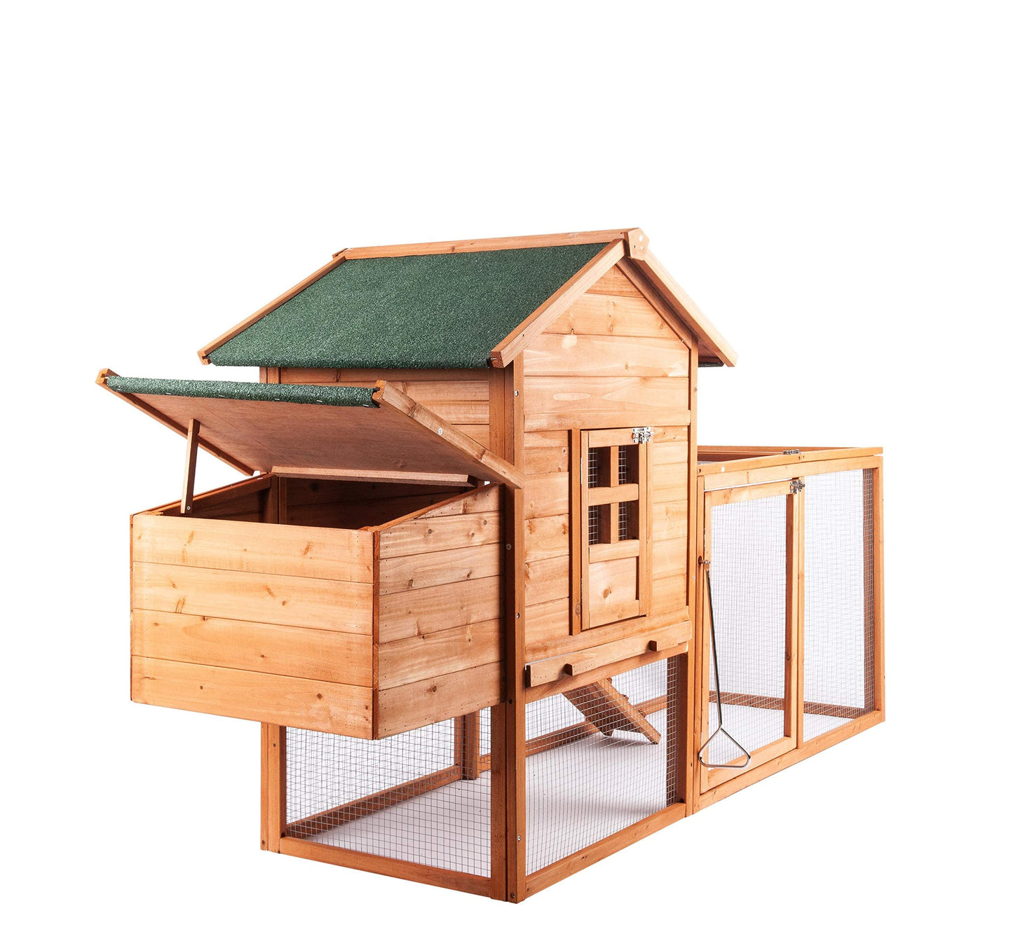 GOJOOASIS 80" Chicken Coop for 2-4 Chickens Outdoor Wooden Hen House Poultry Pet Hutch for Backyard w/Run Cage & Nesting Box(A)