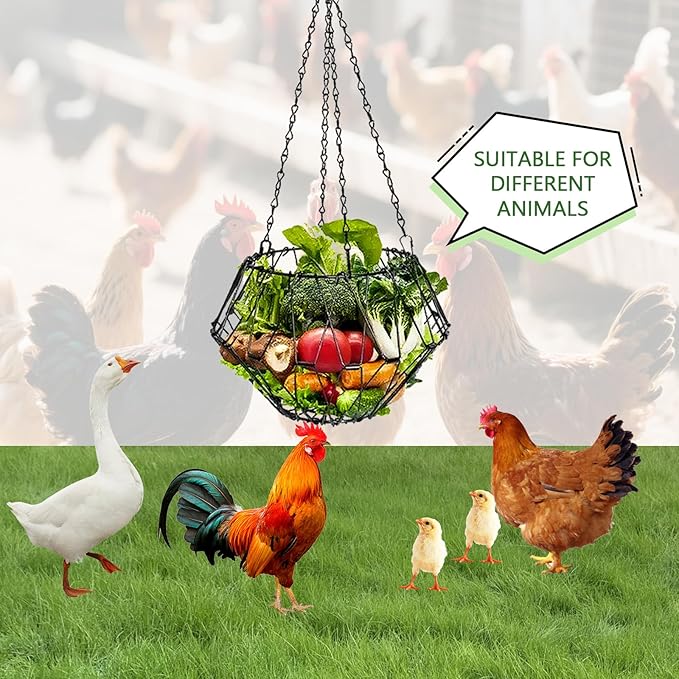 Hanging Chicken Feeder, Foldable Poultry Feeder Basket for Chicken Duck Coop, 1 Pcs