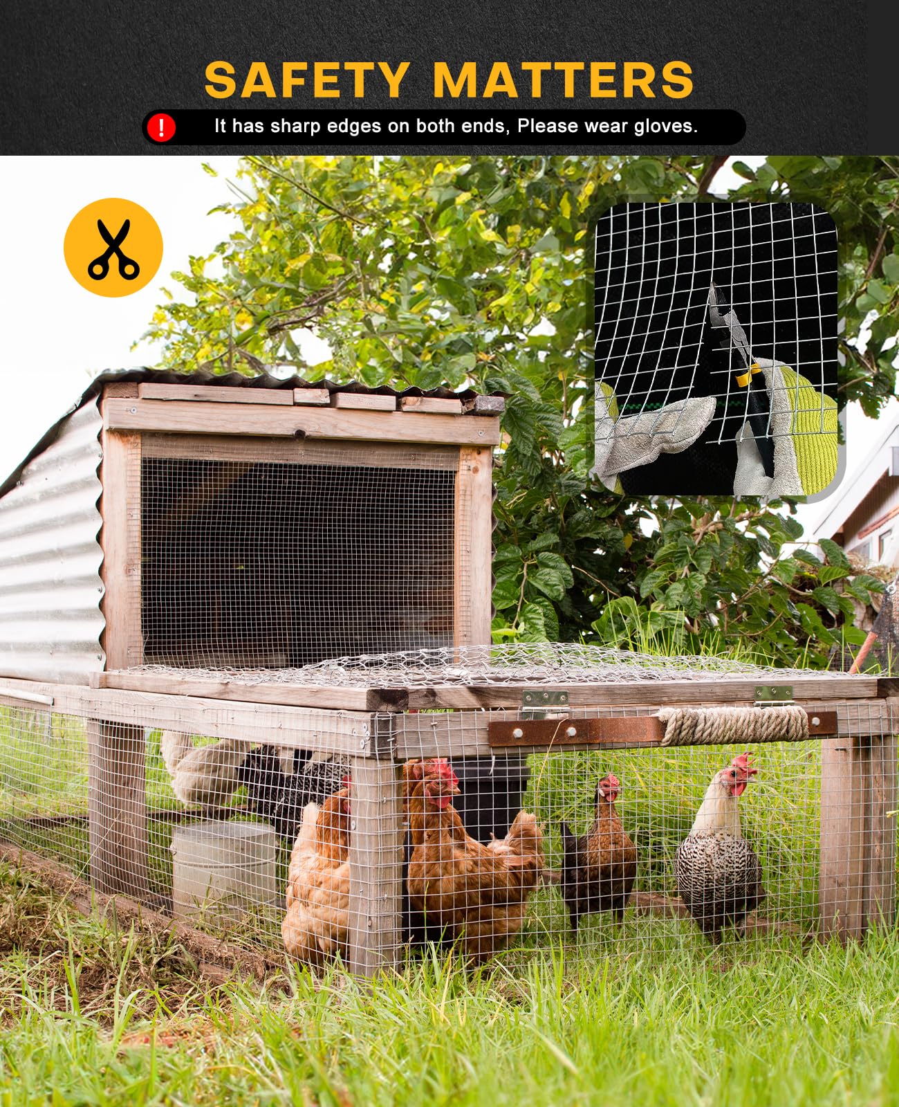 HUNKA 48in x 100ft Hardware Cloth 1/4 inch 23Ga Hot Dipped Galvanized After Welding, Chicken Coop Wire Fence, Garden Plant Welded Metal Wire Fencing Roll Mesh, Poultry Animal Netting Cage Screen
