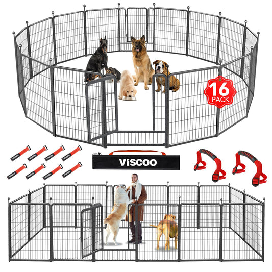VISCOO Dog Playpen Outdoor, 16 Panels 32" H Dog Pen Indoor, Metal Dog Fence Outdoor, Pet Fence for Large/Medium/Small Dogs, Indoor Puppy PlayPen, Dog Fence Exercise Pen for RV,Camping,Yard