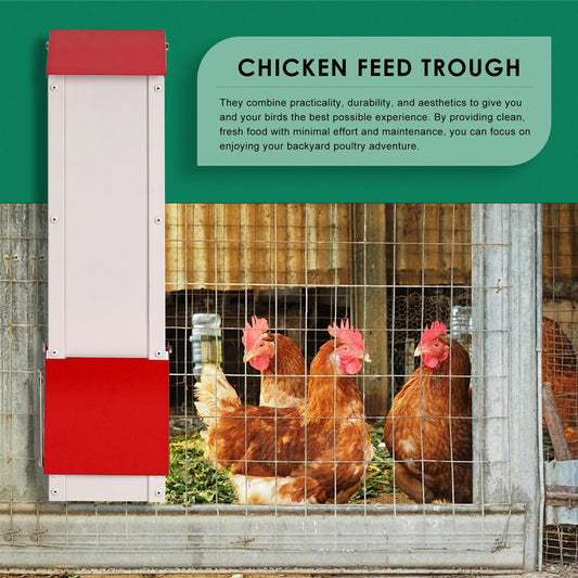 KHEARPSL Galvanized Chicken Feeder Hanging Chicken Coop Feeder Automatic Gravity Feeder Outdoor Weatherproof Metal Poultry Feeder with Lid Holds 8Lbs of Feed, No Waste Design