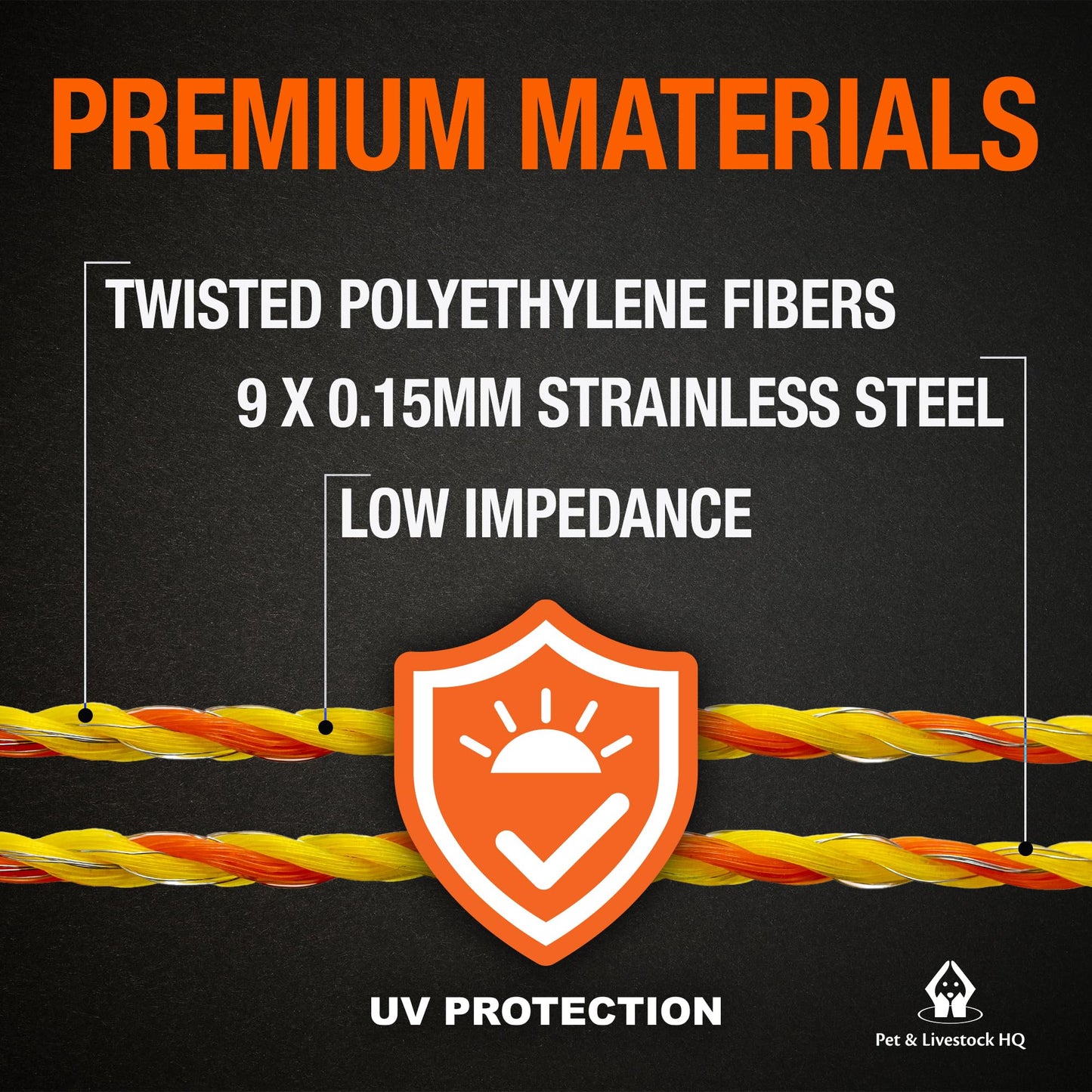 Electric Fence Polywire 1/8” with 9 Stainless Steel Strands - High Visible Wire Fencing for Horse, Cattle, Livestock - Portable Fencing with UV and Rust Resistance - 3280ft