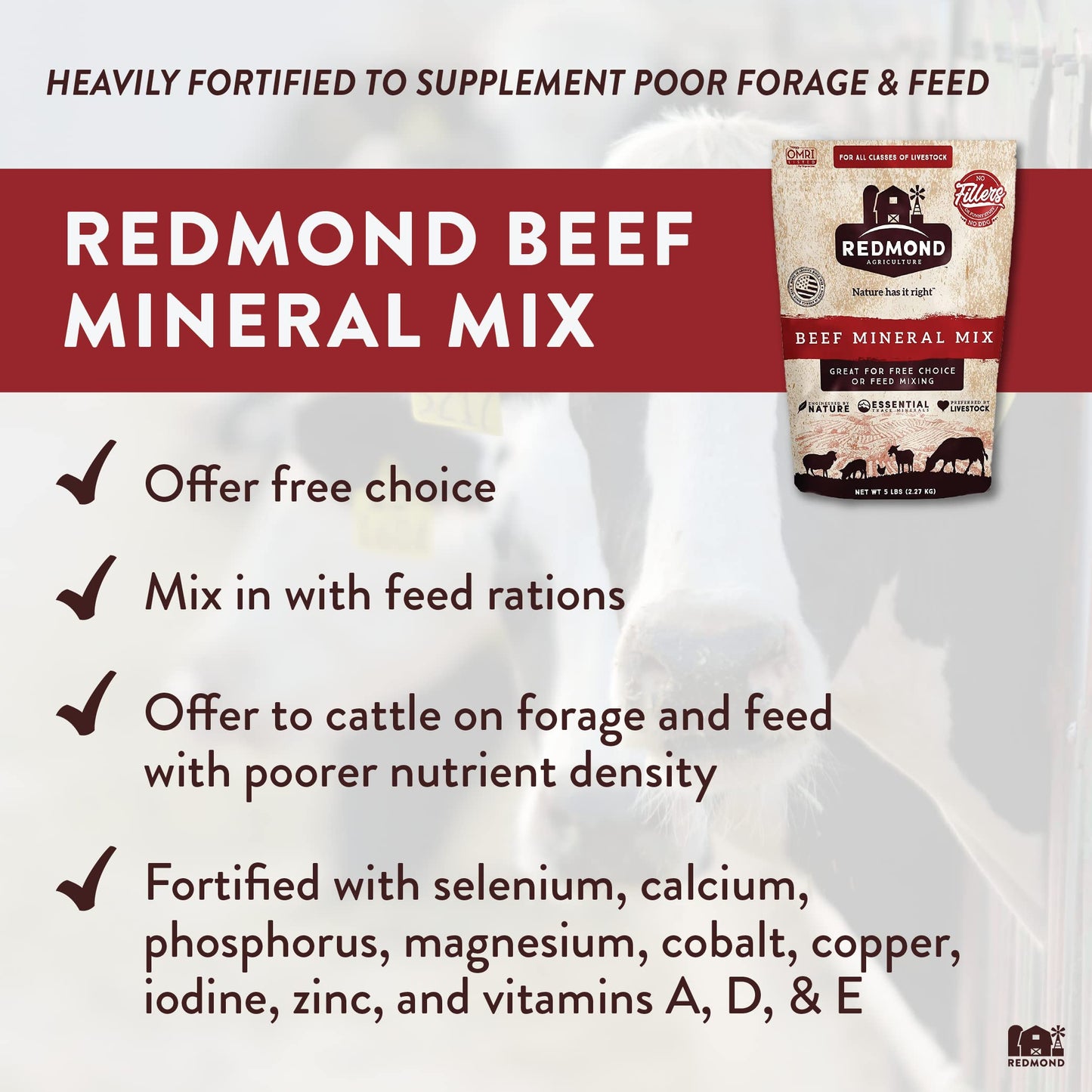 REDMOND Agriculture Beef Mineral Mix Premium Mineral Salt