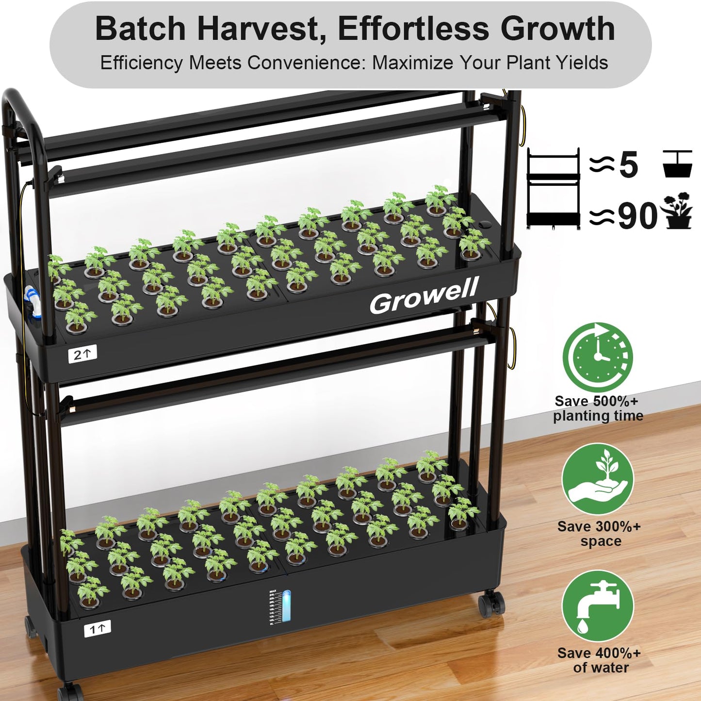 Growell 17 Pods & 60 Pods Hydroponics Growing System Kit