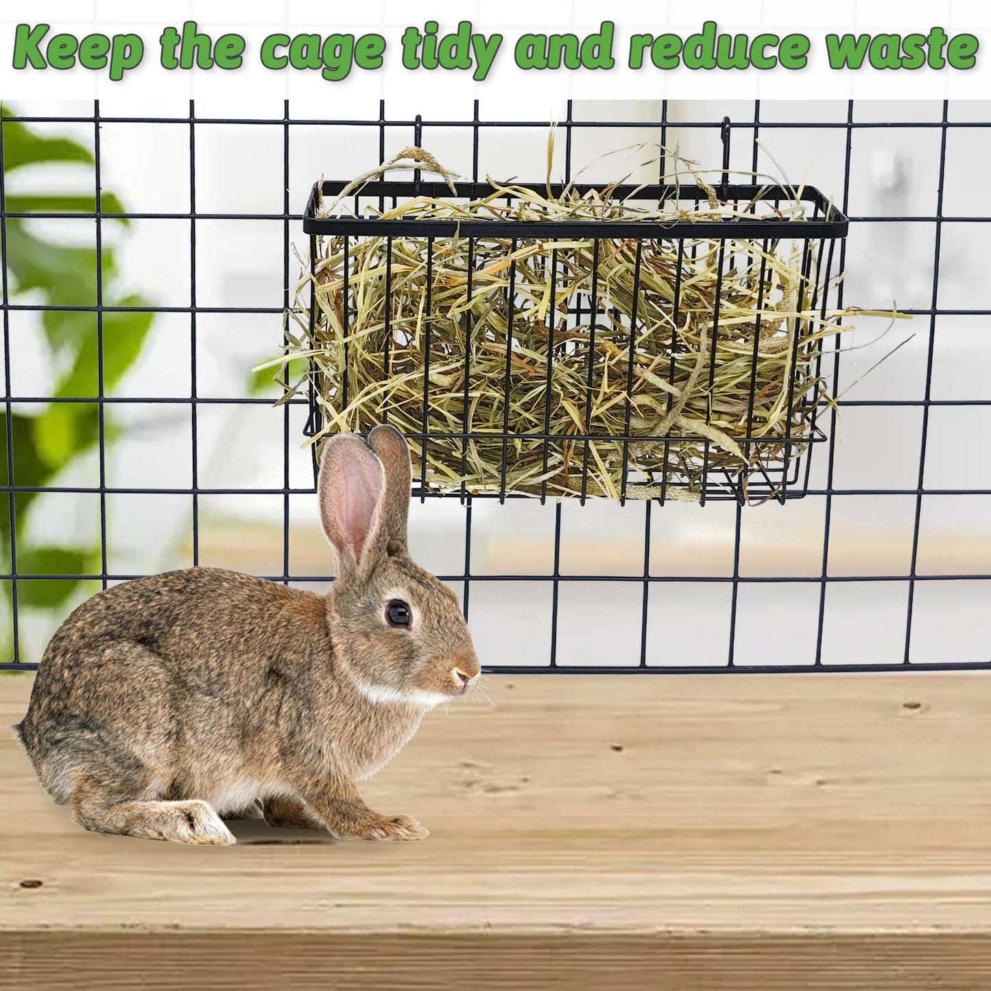 kathson Rabbit Hay Feeder 2 Pack, Metal Bunny Hay Rack for cage with Hooks, Rabbit hay Holder for Bunny Guinea Pig Chinchilla