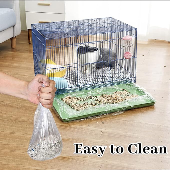 BNOSDM 50 PCS Disposable Rabbit Cage Liner Plastic Guinea Pig Cage Bedding Hamster Litter Pan Bags Universal Toilet Film for Bunny Chinchilla Ferret Hedgehog Small Animals (47")