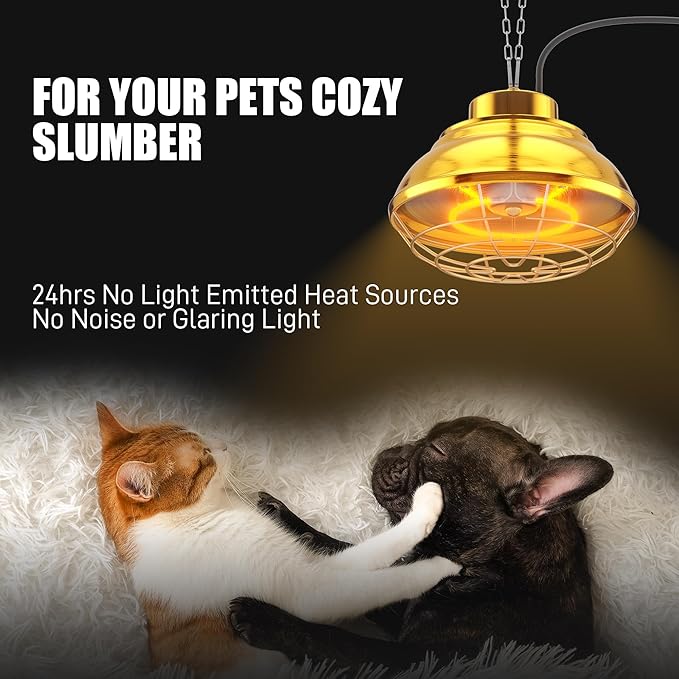 Heat Lamp for Chickens Coop, Chicken Coop Heater Accessories, 300~600 Watt Two-Stage Temperature Heat Lamp for Chicks, Carbon Fiber Heating Element for Chicks, Ducks, Poultry, Pets