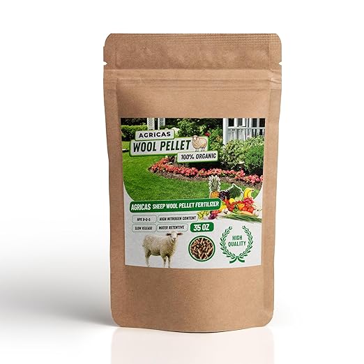 Wool Pellet Organic Fertilizer (35 oz), Made of Sheep Wool, Water Holding, Enhances Soil Health, Ideal for Fruits, Vegetables, Flowers, Indoor and Outdoor Plants - 1 Pack