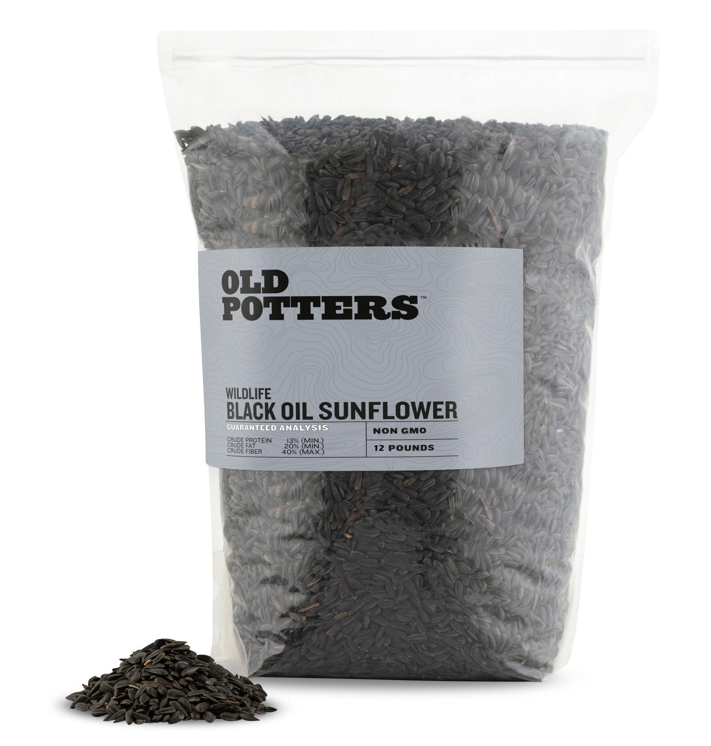 Old Potters Wildlife Black Oil Sunflower Seeds for Birds and Wildlife, Non-GMO & USA Grown on Small Farms (12 lbs)