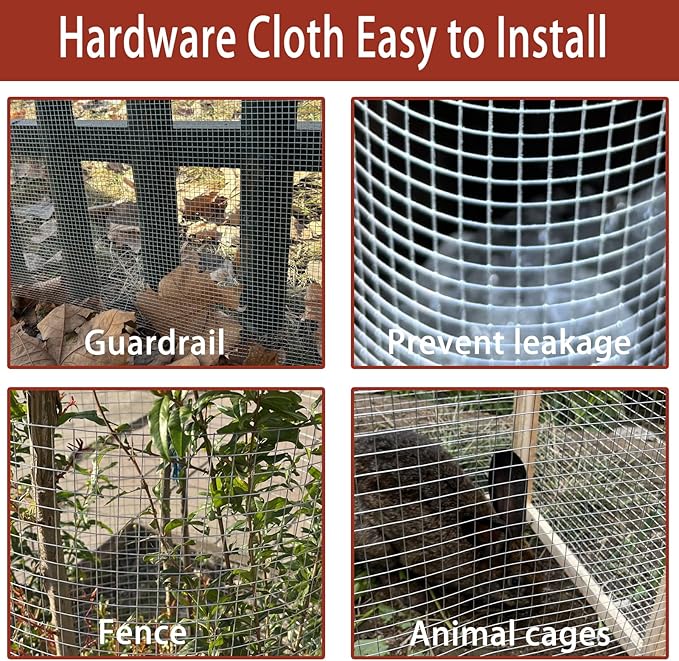Galvanized Hardware Cloth 24in X 20ft, 1/4 Inch 23 Gauge Galvanized After Welding Square Mesh, Wire Mesh, Chicken Wire Fence, Rabbit/Snake Fences - Wire cage for Protecting Vegetables, Garden & Home
