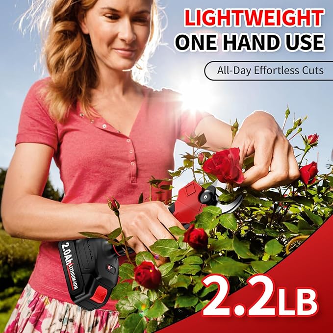 Electric Pruning Shears, 1.4" Cutting Diameter Electric Pruner with LCD Display＆2Pcs 2.0Ah Rechargeable Battery, Brushless Motor Cordless Pruning Shears for Tree Trimming Branch Cutter