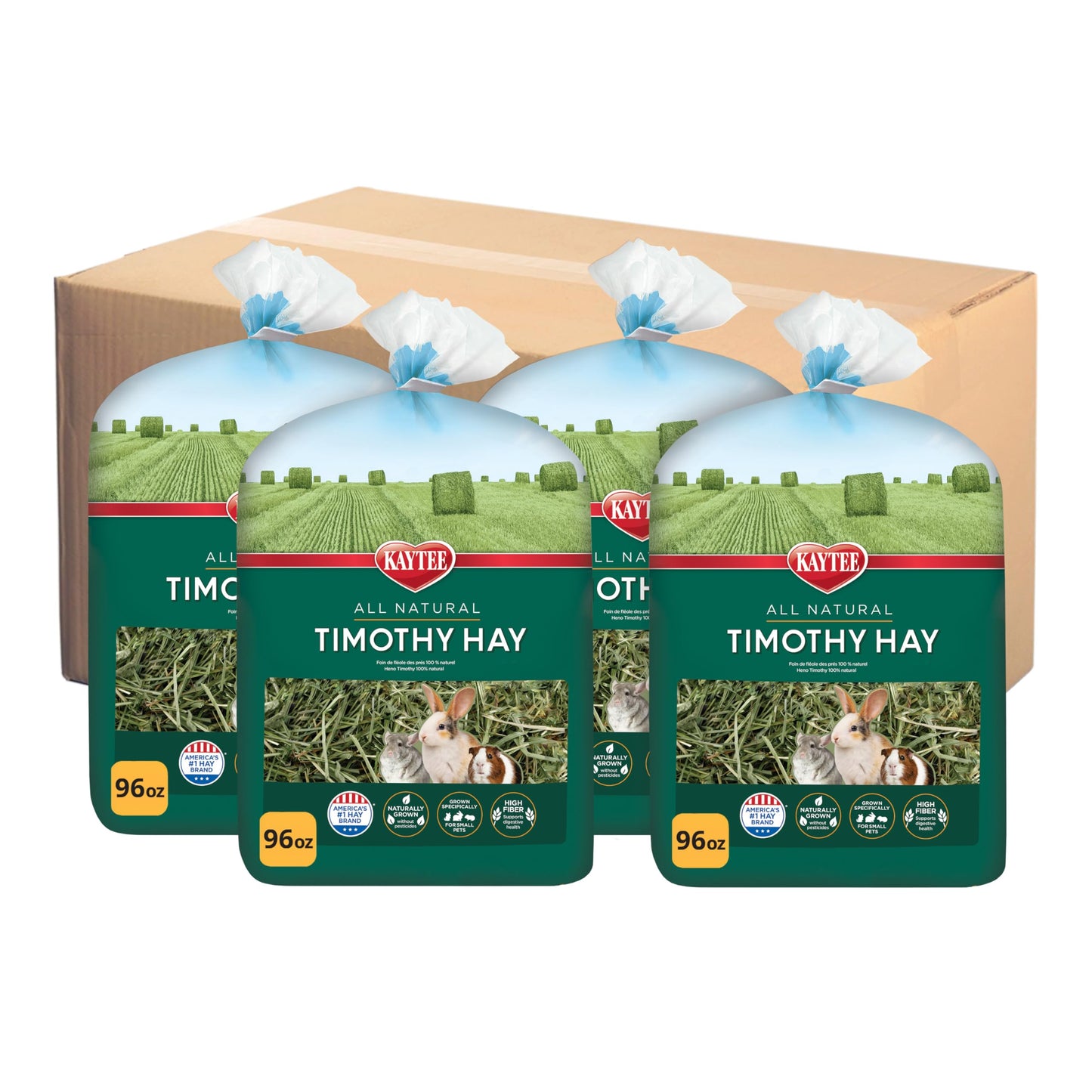 Kaytee Timothy Hay, High Fiber, Grown Specifically for Small Animals, Rabbits, Guinea Pigs, Chinchillas, Ideal Bulk Order for Small Pets, 24 pounds