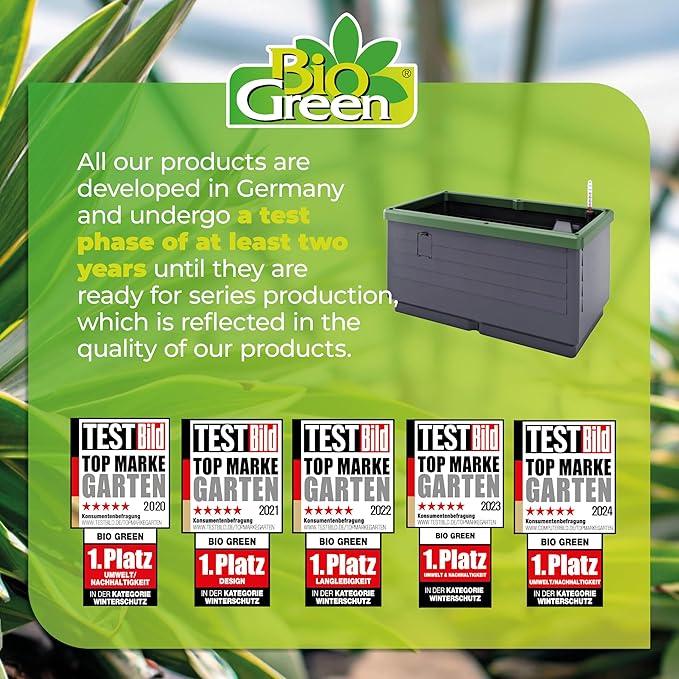 Bio Green Raised Garden Bed City Jungle | 8.98 gal | 13“ x 24“ x 13“ | Including Water Tank | Self-Watering Planter Box | Ideal for Balcony/Terrace